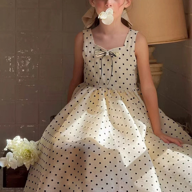 Arbe 여아용 버블도트 나시 원피스 + 모자 세트