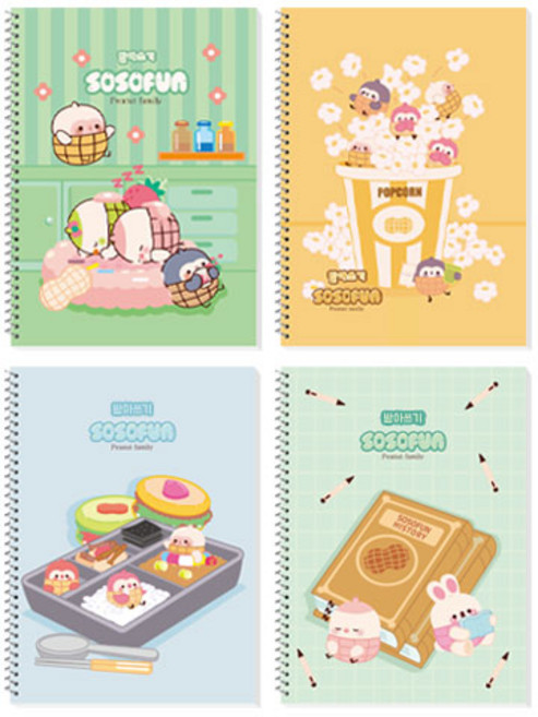 다다 소소펀 어린이 초등 받아쓰기 스프링노트, 혼합색상, 4개