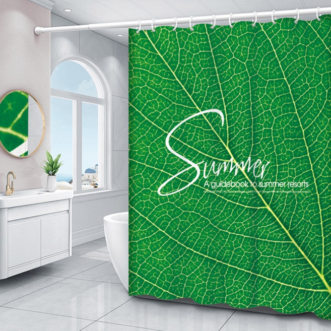 올나인 초록초록 샤워 커튼 그물맥 180 x 180 cm + 봉, 1개