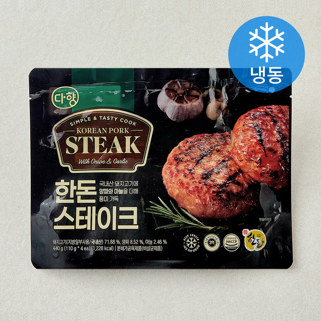 다향오리 한돈스테이크 4개입 (냉동), 440g, 1개