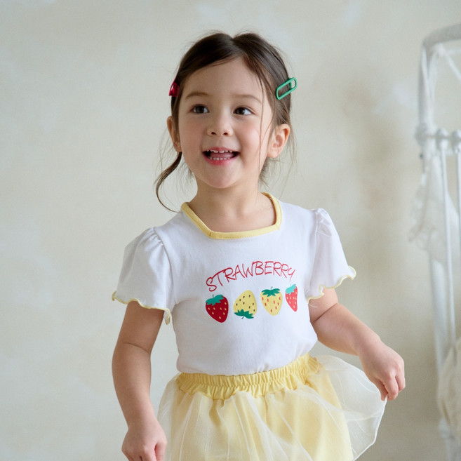 키키모라 아동용 쪼로록 딸기 티셔츠