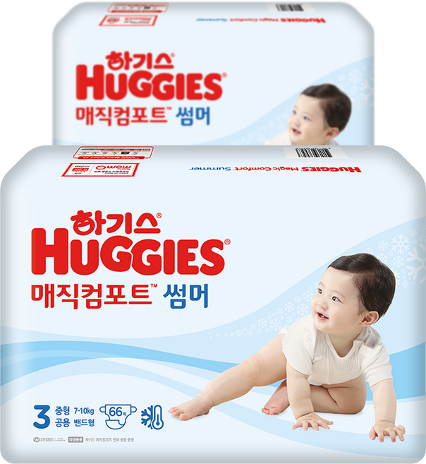 하기스 2022 매직 컴포트 썸머 밴드형 공용 여름용 기저귀, 3단계, 132매
