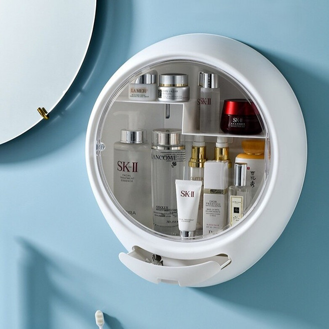 BenF Home 무타공 화장품 정리함 벽걸이 수납 선반, 화이트, 1개