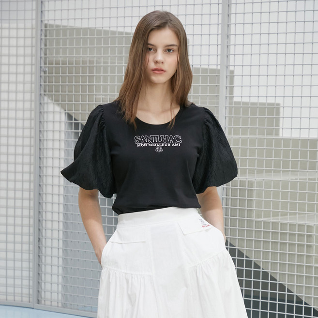 에고이스트 여성용 소매볼륨 그래픽 티셔츠 ER2BO418