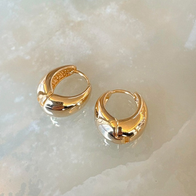 물든 여성용 볼륨 볼드 18kgf 은도금 원터치형 링귀걸이