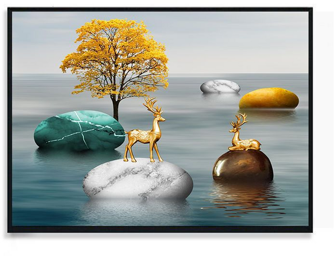 트레오바 거실 고급 스위치 박스형 장식 그림 푸루, 블랙