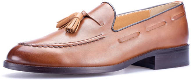 VONIN 남성용 천연소가죽 베지터블 클래식 태슬 수제로퍼 IN560LBR