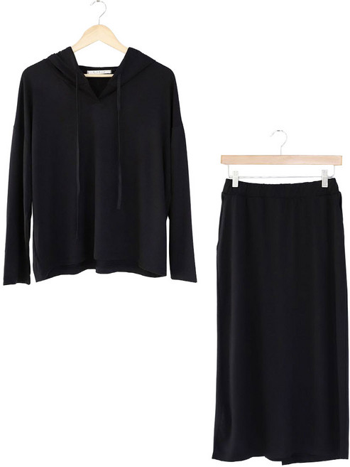 마더라이크 T 후드 스커트 상하 세트