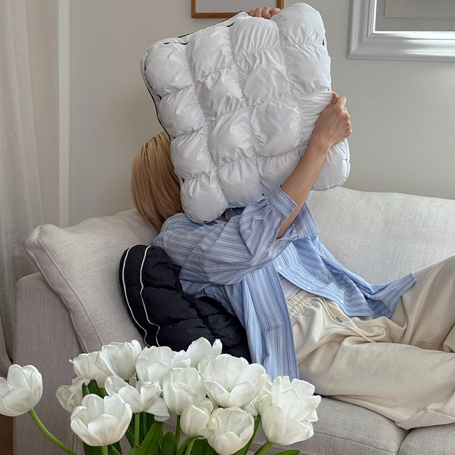 홈랩 파인애플 구름빵 인테리어 쇼파쿠션, 화이트