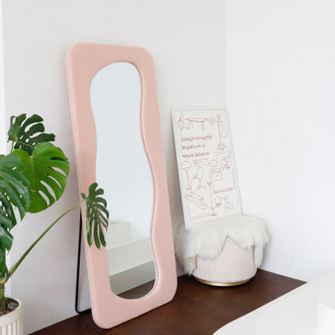 비알프렌드 쿠헨 벽걸이 스탠드 프레임 고급 전신거울 1700, 핑크