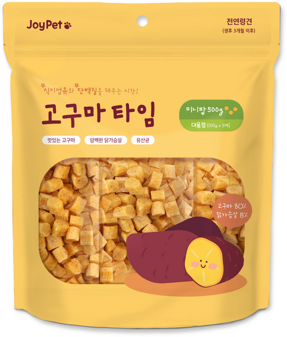 조이펫 강아지 고구마 타임 미니팝 간식, 500g, 1개