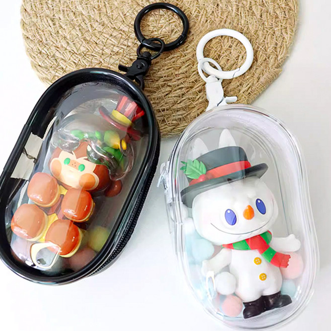 소리달 타일 투명 미니 파우치 가방 키링 2종 세트