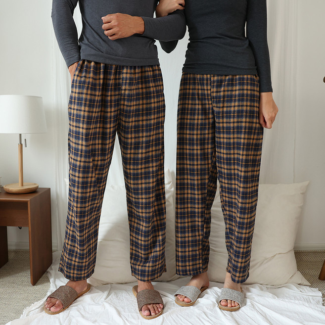테라우드 클래식 면 기모 체크 파자마 바지 D타입 2p
