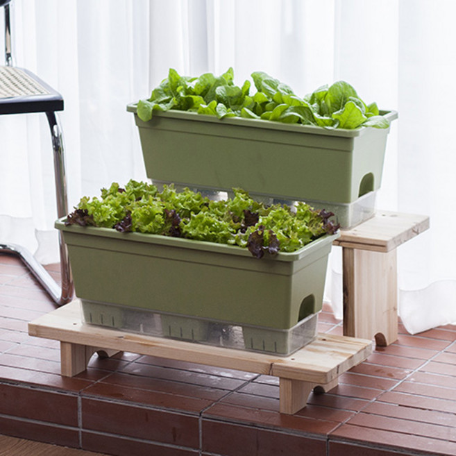 이즈리빙 내집에 텃밭 화분 15L x 2p + 배양토 20L 세트, 그린(화분), 1세트