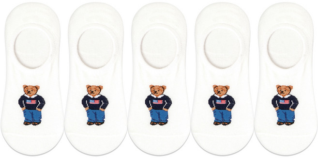 박군 남성용 베어 덧신 5족 세트