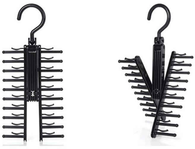 영그린 옷걸이형 20구 넥타이걸이, 블랙, 2개