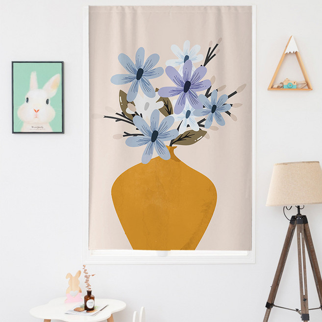 아티홈 모던 심플 캣플라워 벨크로 창문 커튼