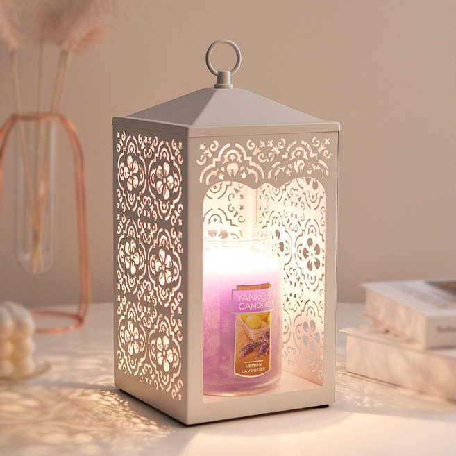 양키캔들 라지자 + 타이머 스크롤 캔들워머 + 전구2p 세트, 레몬라벤더, 화이트(캔들워머)