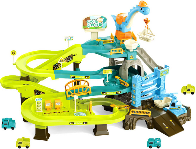 happyplay 幼兒恐龍吊車停車塔玩具組, 隨機出貨