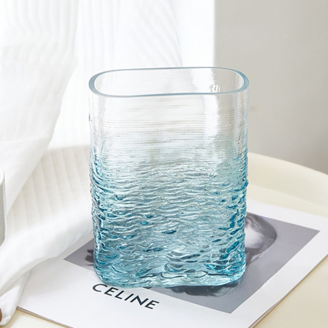 미르노아 물결 사각 유리화병 MMM3494, 블루