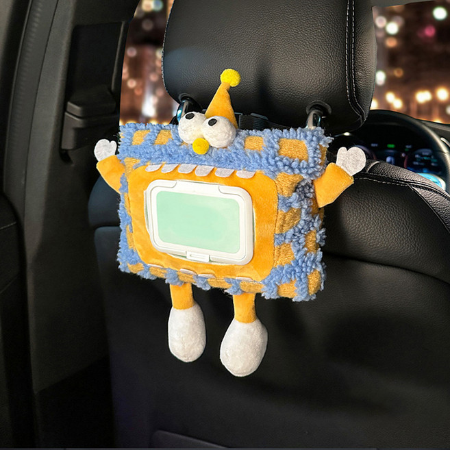 도림 가로형 귀여운 땡글이 파우치 커버 물티슈 케이스, 블루, 1개