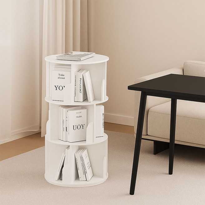 가구느낌 샘회전책장 500, 화이트, 4단