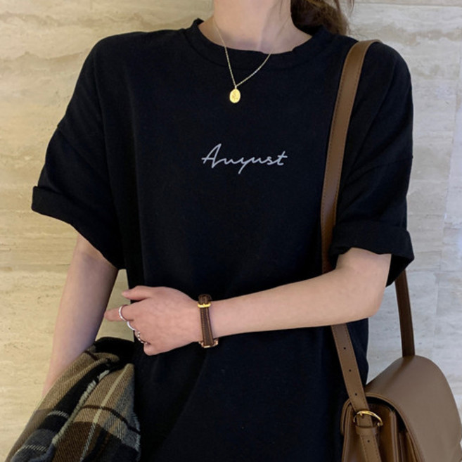 여성용 아이캔심플 감성 레터링 오버핏 코튼 반팔 티셔츠