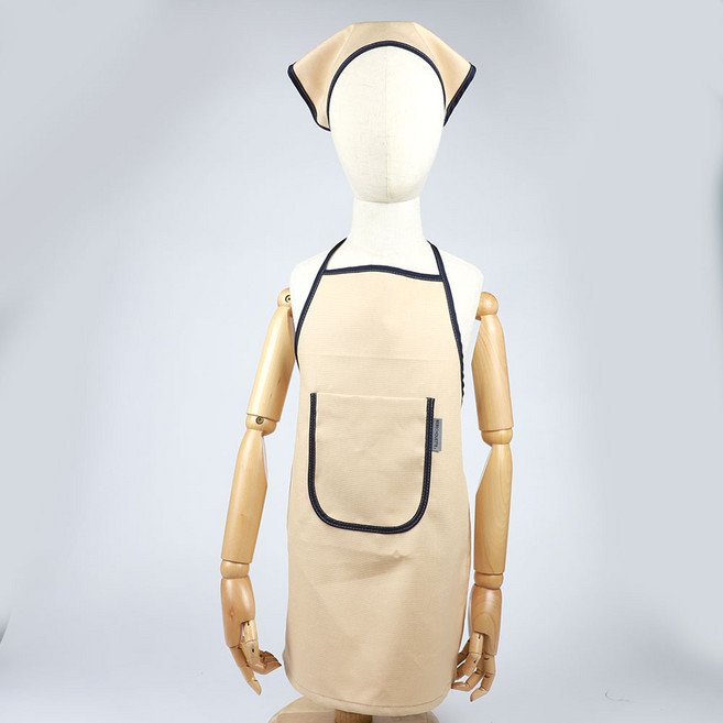 베베슈에뜨 아동용 단색 캔버스 면 앞치마 두건 세트