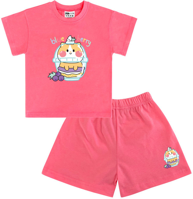 키즈크루 아동용 통기성 블루베리캣 반팔티 + 반바지 세트