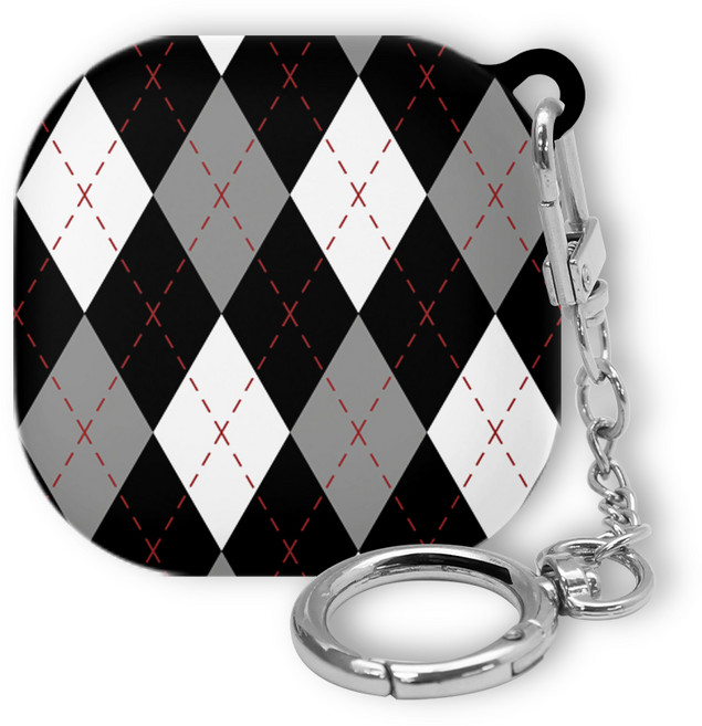 웨이브스튜디오 디자인 갤럭시 버즈FE / 버즈프로 / 버즈2 / 버즈라이브 케이스, 아가일패턴 블랙아가일