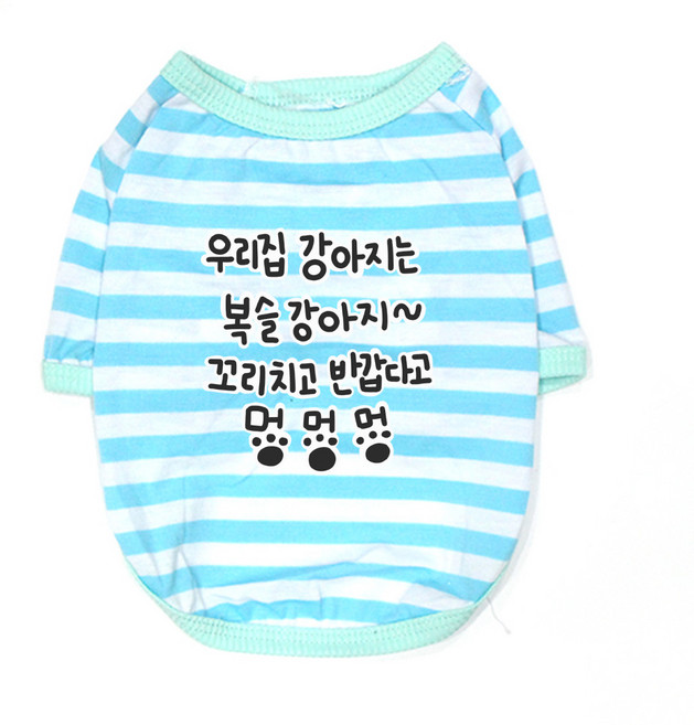 블랭크도그 반려동물 복슬강아지 티셔츠, BLUE, 1개