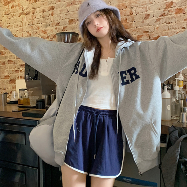 피어니스트 플러스 오버핏 와이드 후드집업