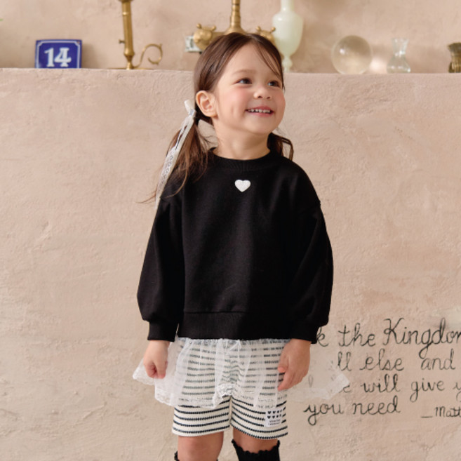 키키모라 아동용 하트 샤 맨투맨