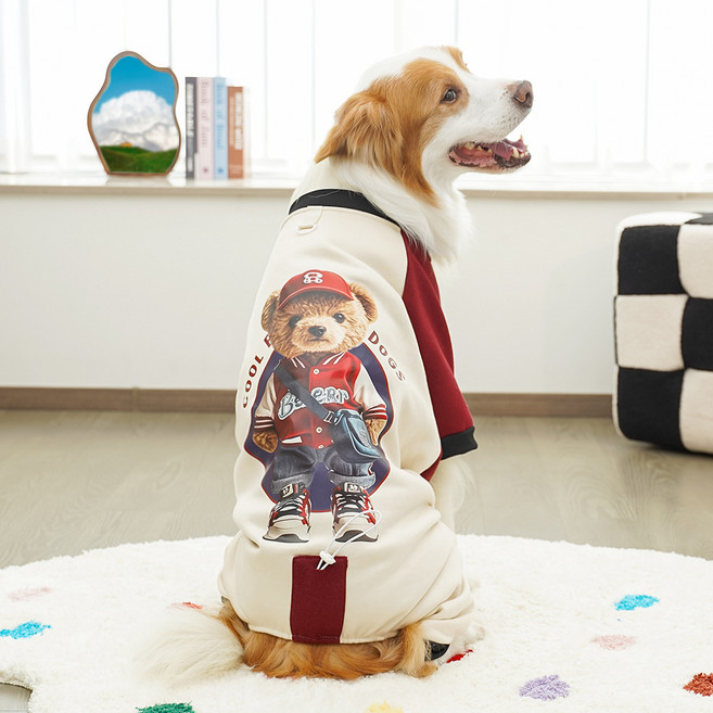 파스텔펫 중대형견 베어 자켓 올인원, 버건디, 1개