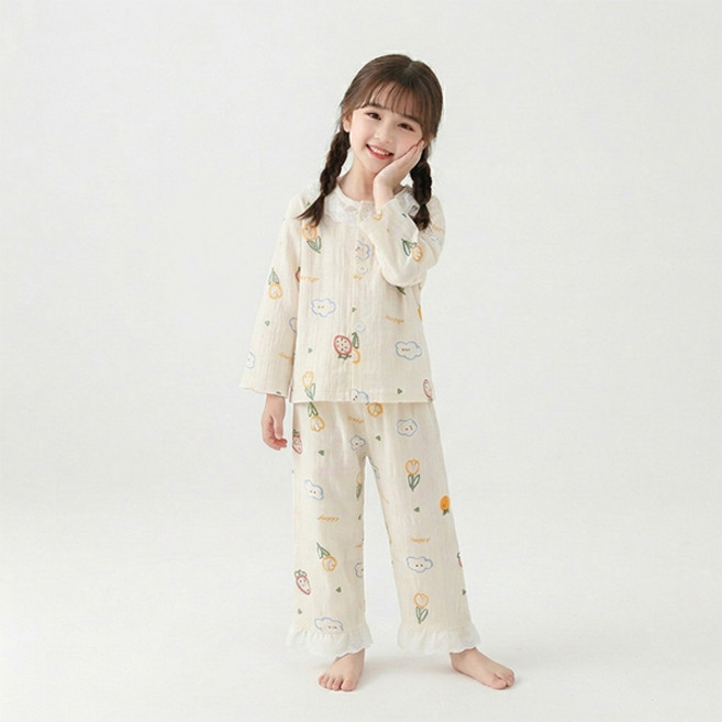 조이멀티 르에브 플라워 긴팔 잠옷 상하의 세트