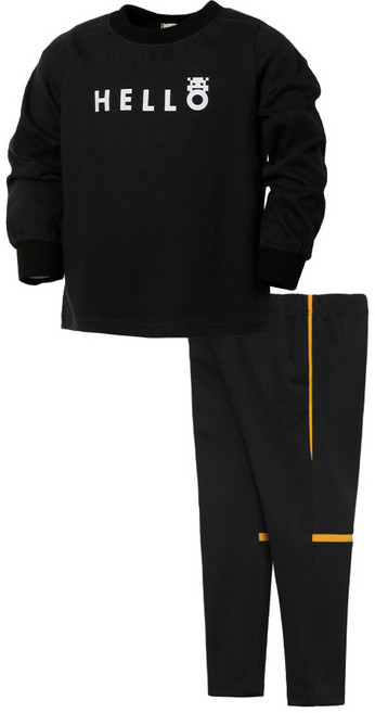 유라비 아동용 긴팔 티셔츠 플레 트레이닝 팬츠 세트