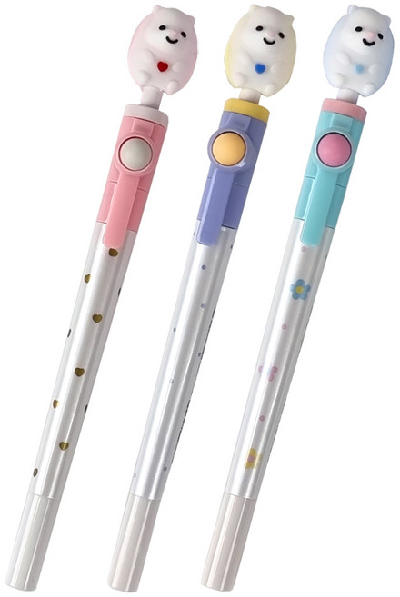 아이비스 고슴도치 스피너 젤펜 3종 세트 CR11753, 핑크, 옐로우, 블루, 1세트