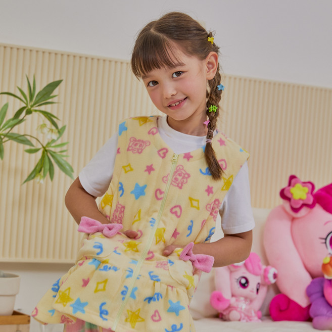 여아용 캐치티니핑5 하츄핑 그림 플리스 보온 수면조끼