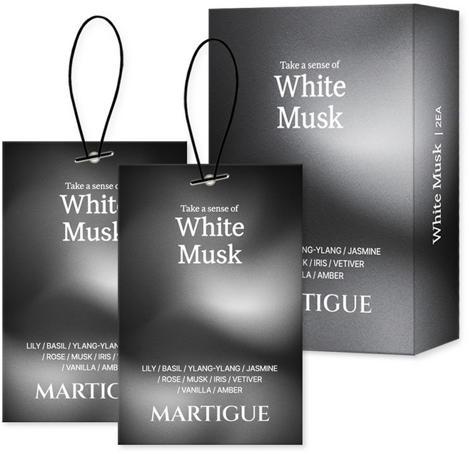 마르티그 퍼퓸 샤쉐 차량용 방향제 2p, 1세트, 화이트 머스크