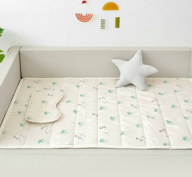 밤부베베 아동용 정글숲 냉감 쿨매트 리버시블, 셔벗크림, 1개