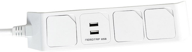 NEMOTAP 一般充電 3孔 A型 SY-NA3 USB-2, 現代白, 3m, 1個