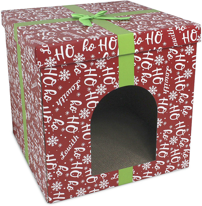로위드 고양이 선물박스 B골 스크래쳐 숨숨집, 혼합색상, 1개