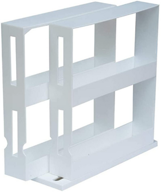 라온팩토리 리온 2층 회전 양념통 수납 정리대, 화이트, 1개