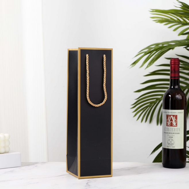 그리뉴얼 고급 테두리 와인 쇼핑백 싱글, 블랙, 10개