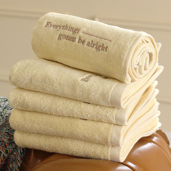 소프트터치 레터링 자수 호텔수건 150g 30수 면사, 바닐라, 5개