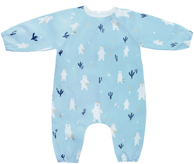 바니키즈 유아용 방수 전신 엉덩이 무봉제 미술가운, 베어