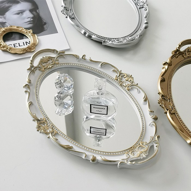 아이엘 일호장신구 화장품 화장대 정리 인테리어 궁전 메이크업 주얼리보관 거울 트레이, 궁전메이크업&주얼리보관거울트레이(화이트)