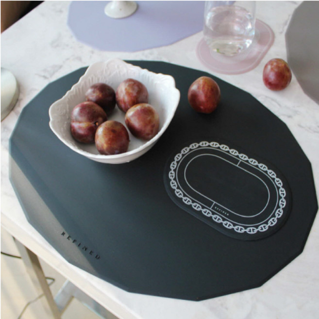 리파인드 삶아쓰는 톤인톤 테이블매트, 검정, 42 x 33 x 0.2 cm