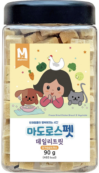 마도로스펫 반려동물 동결건조 데일리트릿, 혼합맛(닭가슴살/채소), 90g, 1개