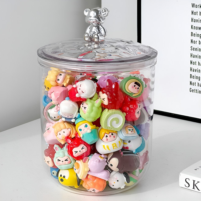 주앤지 다용도 원통형 소품 악세사리보관함 1.4L, 테디베어, 1개